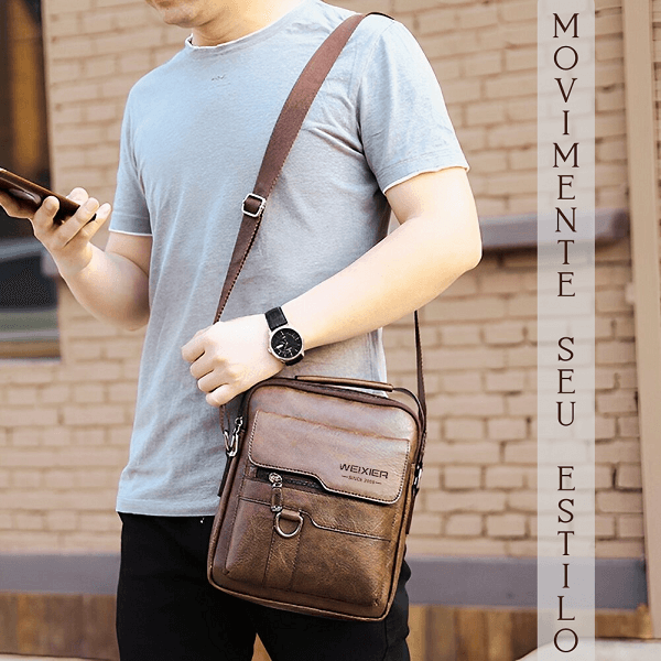 Bolsa Crossbody Couro Weixier + [LEVE GRÁTIS] EBook 10 Coisas que Faz um Homem Elegante