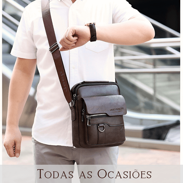 Bolsa Crossbody Couro Weixier + [LEVE GRÁTIS] EBook 10 Coisas que Faz um Homem Elegante