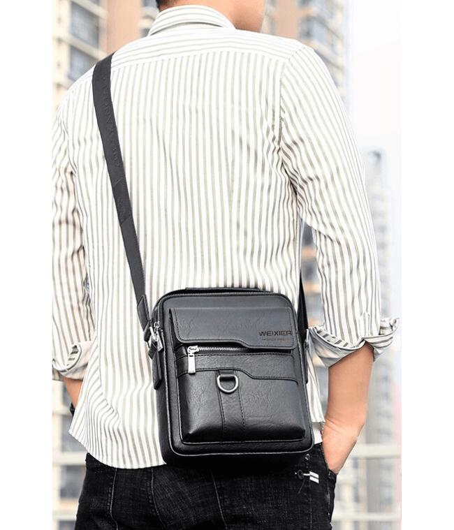 Bolsa Crossbody Couro Weixier + [LEVE GRÁTIS] EBook 10 Coisas que Faz um Homem Elegante