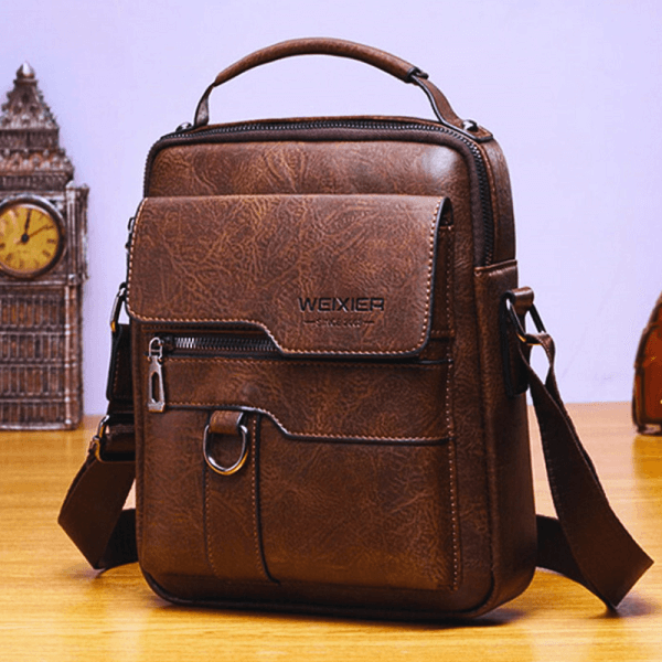 Bolsa Crossbody Couro Weixier + [LEVE GRÁTIS] EBook 10 Coisas que Faz um Homem Elegante