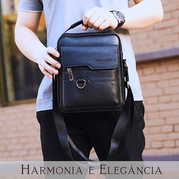 Bolsa Crossbody Couro Weixier + [LEVE GRÁTIS] EBook 10 Coisas que Faz um Homem Elegante