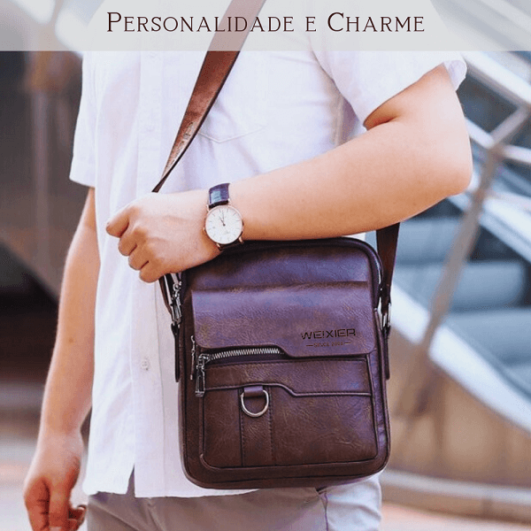 Bolsa Crossbody Couro Weixier + [LEVE GRÁTIS] EBook 10 Coisas que Faz um Homem Elegante