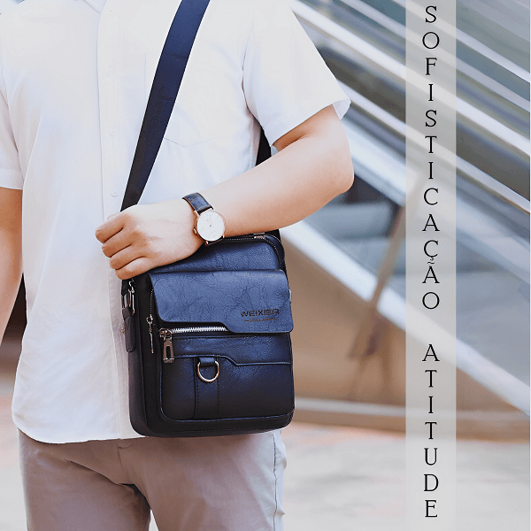 Bolsa Crossbody Couro Weixier + [LEVE GRÁTIS] EBook 10 Coisas que Faz um Homem Elegante