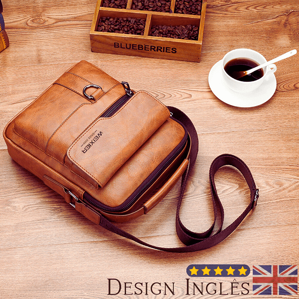 Bolsa Crossbody Couro Weixier + [LEVE GRÁTIS] EBook 10 Coisas que Faz um Homem Elegante